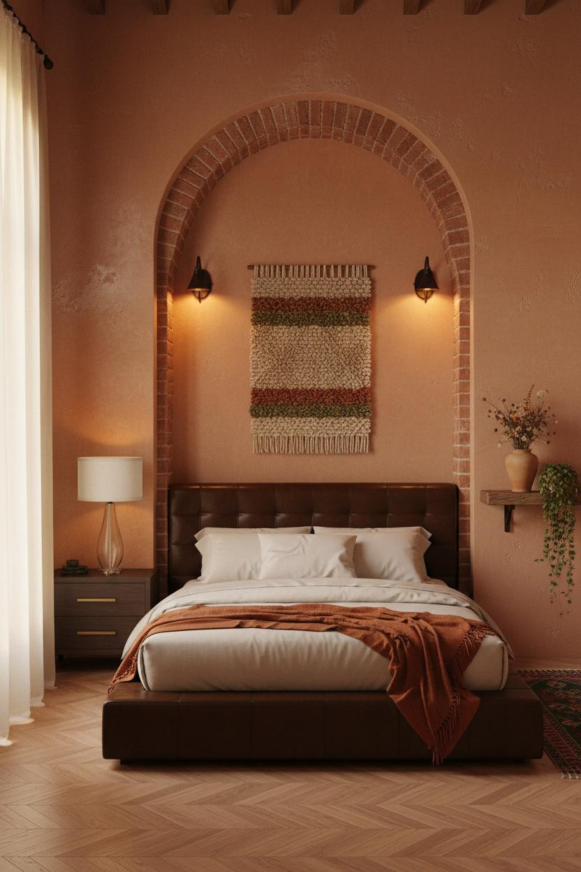 Moody Romantic Bedroom Dark Indigo Carved Screen