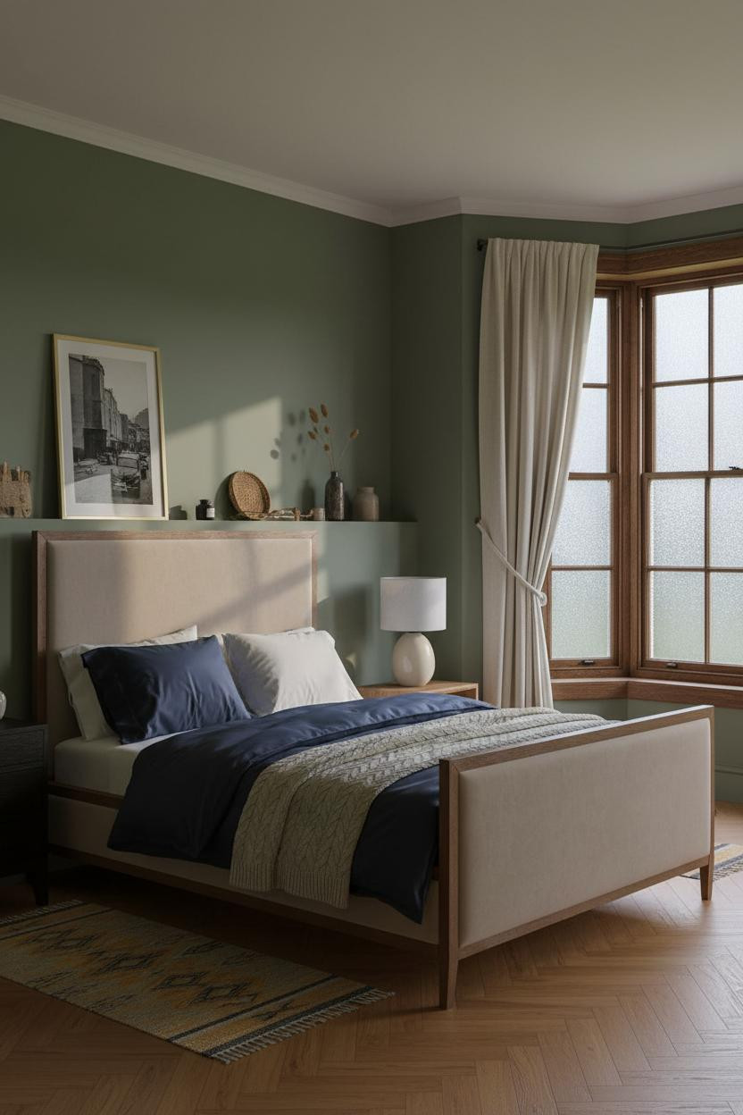 Moody Romantic Bedroom Sage Windows