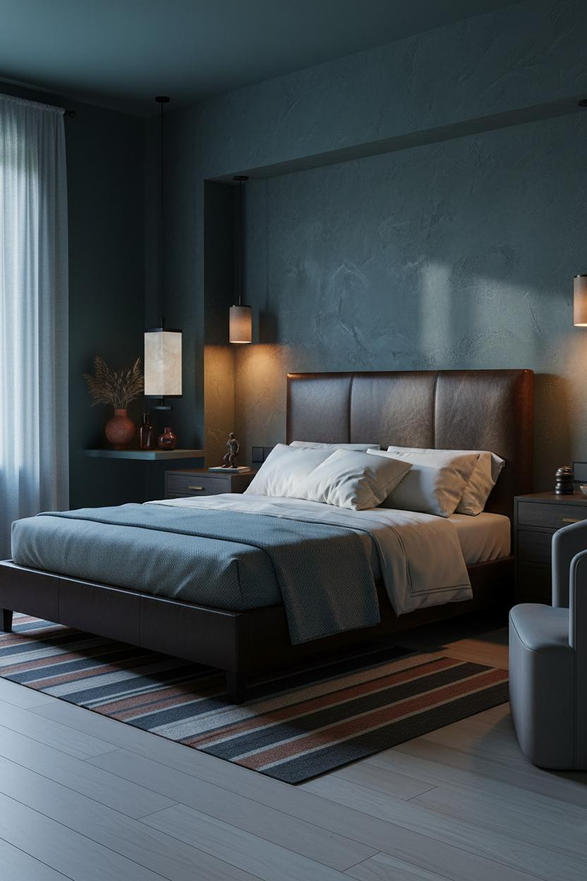 Moody Romantic Bedroom Dark Teal Alcove