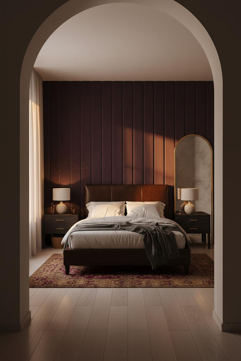 Moody Romantic Bedroom Velvet Accent Wall