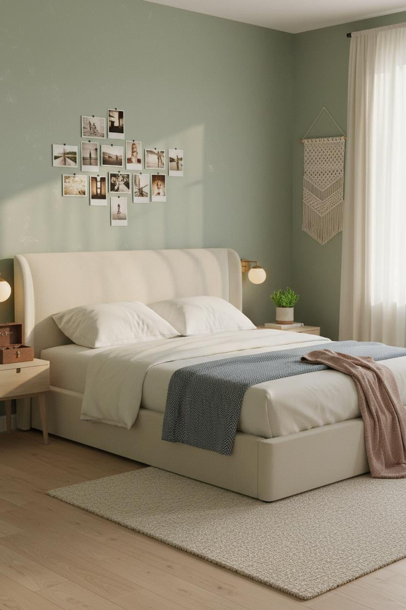 Cozy Teen Bedroom Japandi Sage Green