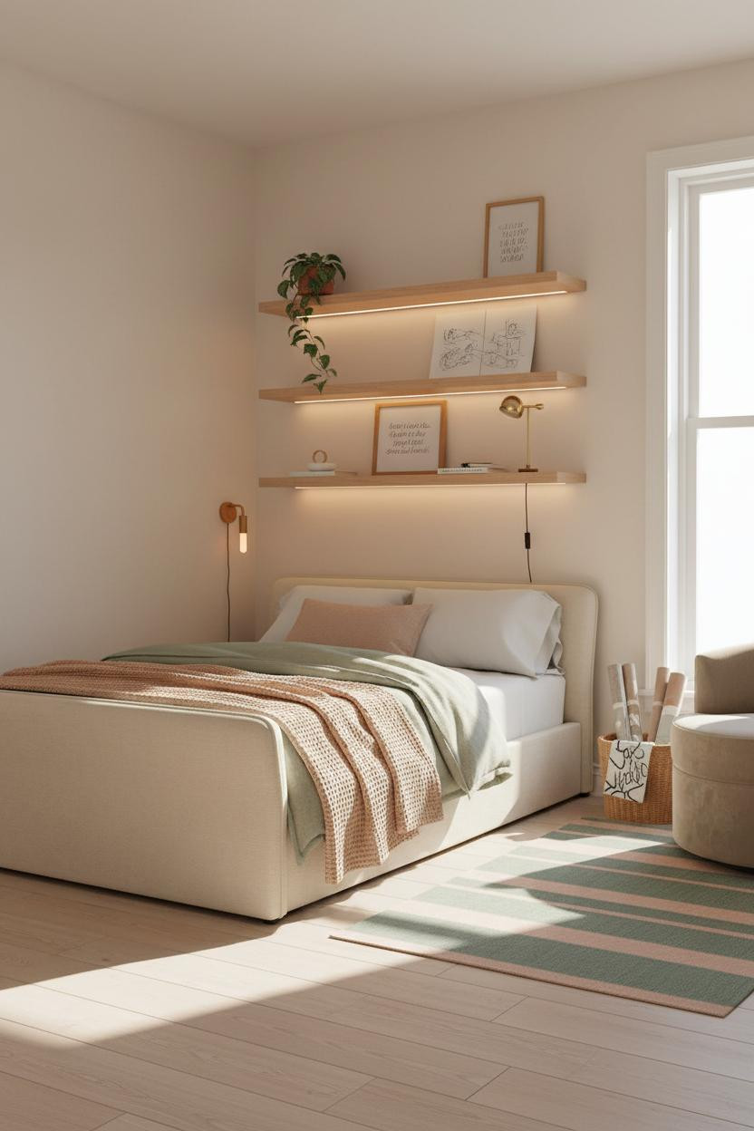 Cozy Teen Bedroom Scandi Boho Shelves