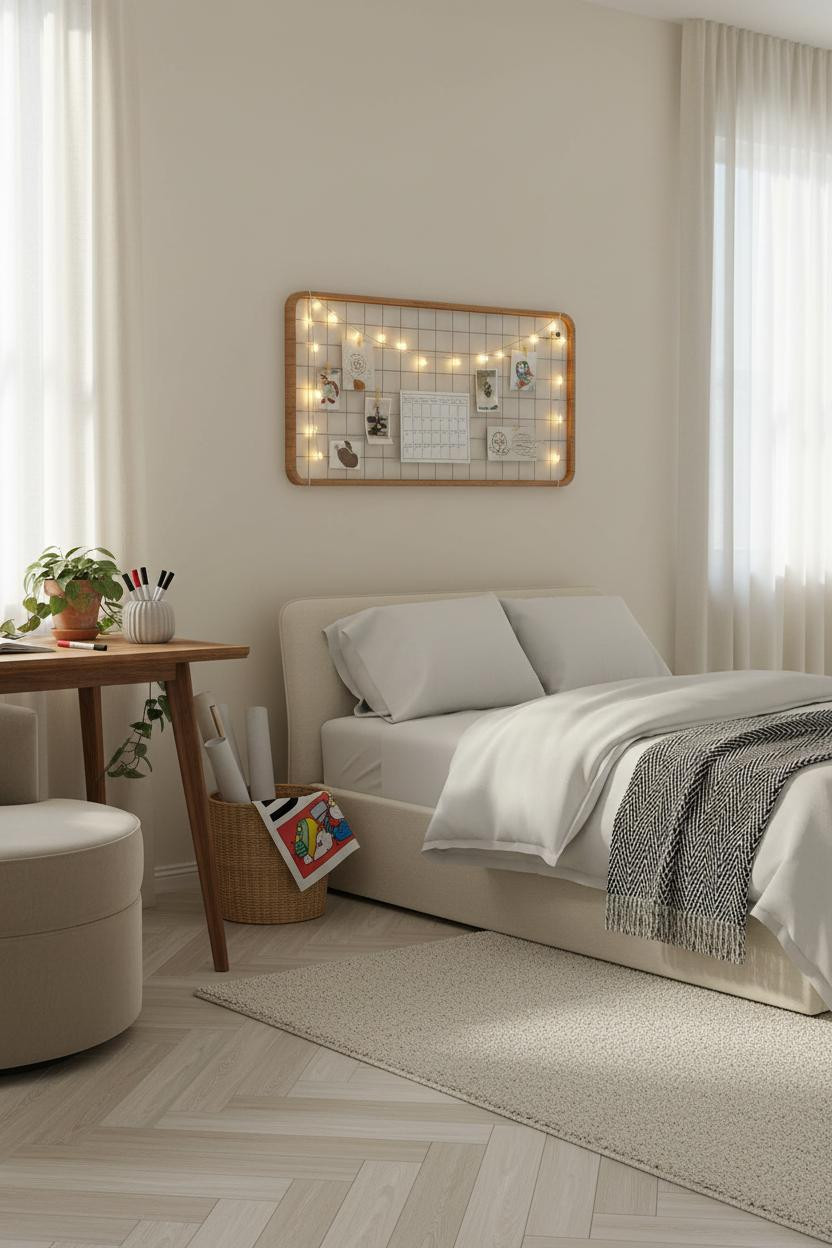 Cozy Teen Bedroom Fairy Lights Desk