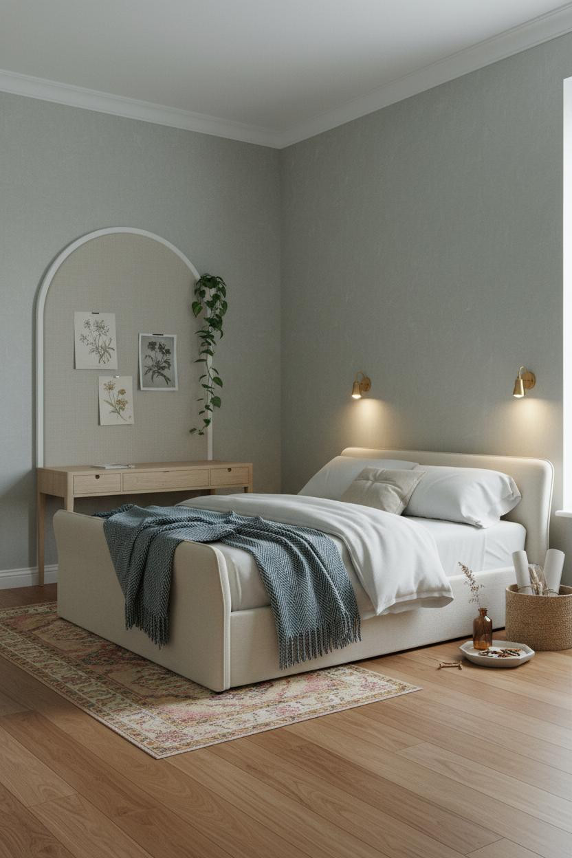 Cozy Teen Bedroom Sage Linen Botanical