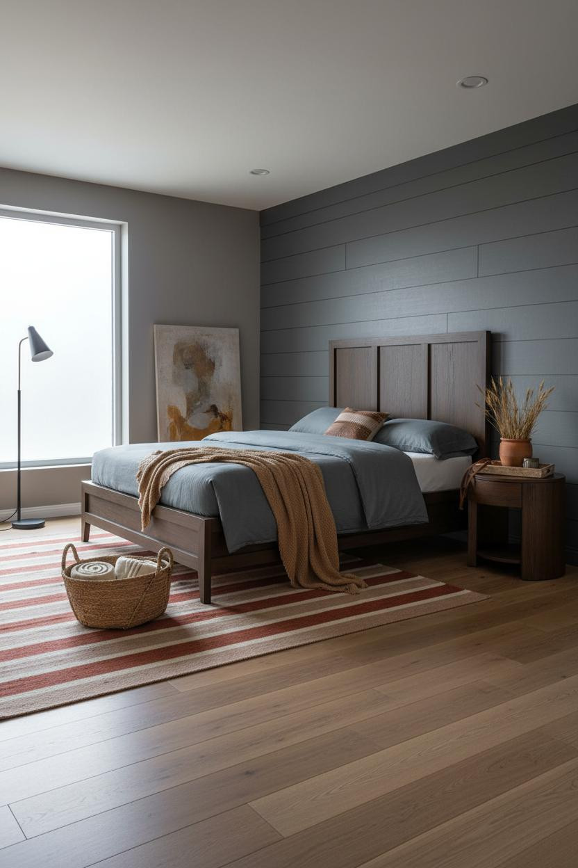 Western Bedroom Charcoal Shiplap Farmhouse Decor