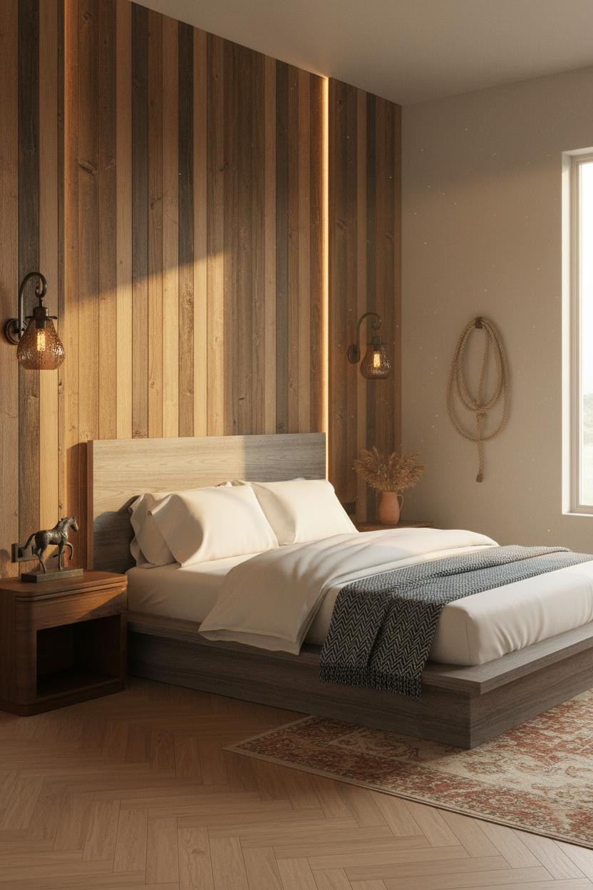 Western Chic Bedroom Reclaimed Wood Accent