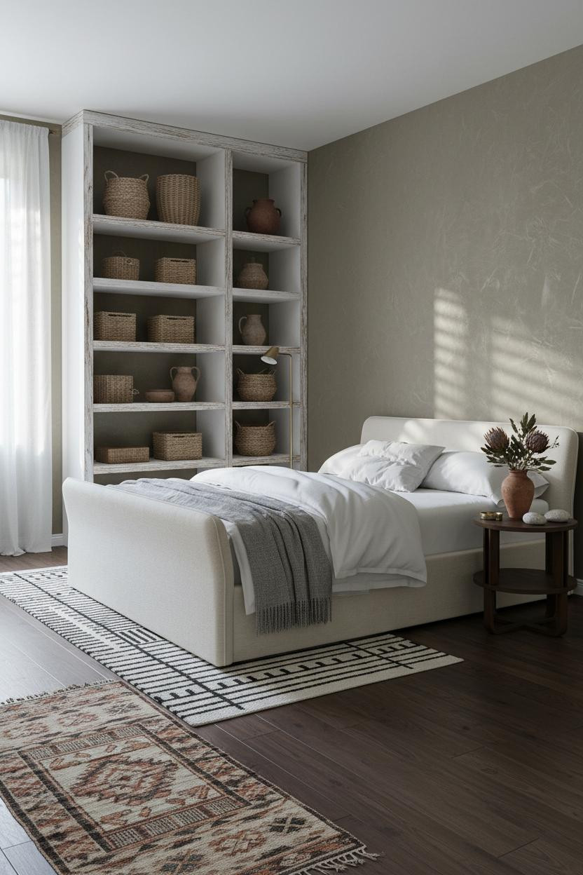 Boho Bedroom Earthy Tuscan Shelving