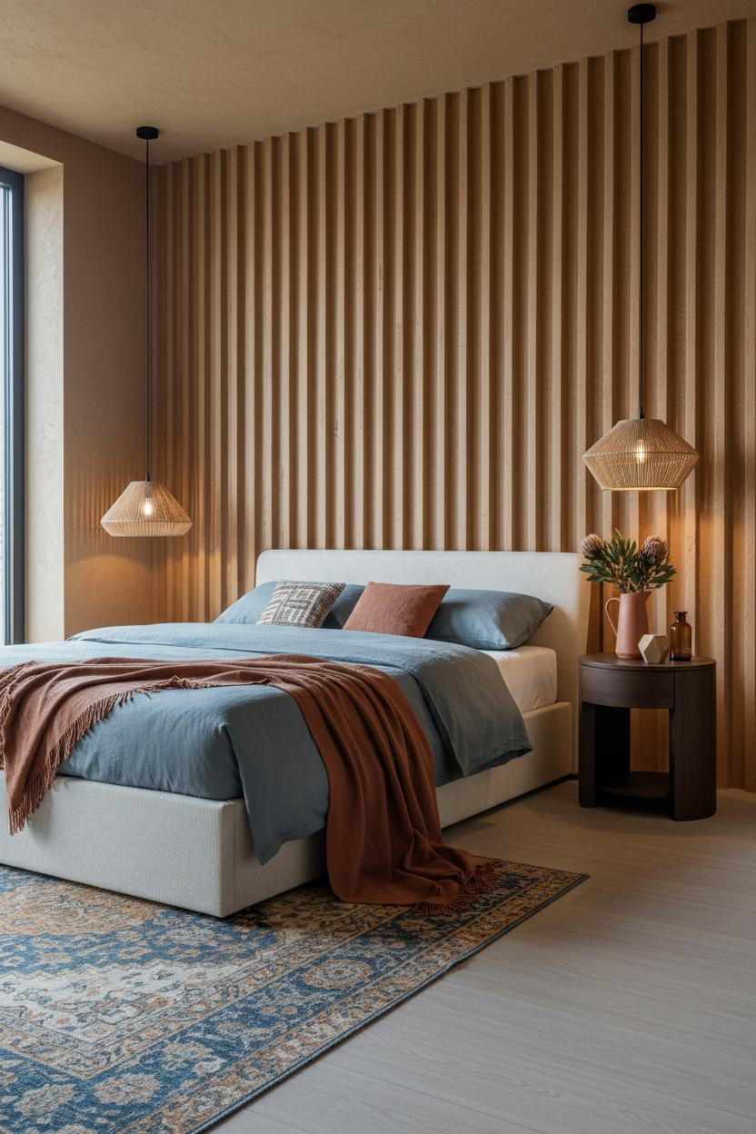Boho Bedroom Earthy Textured Plaster Natural Light