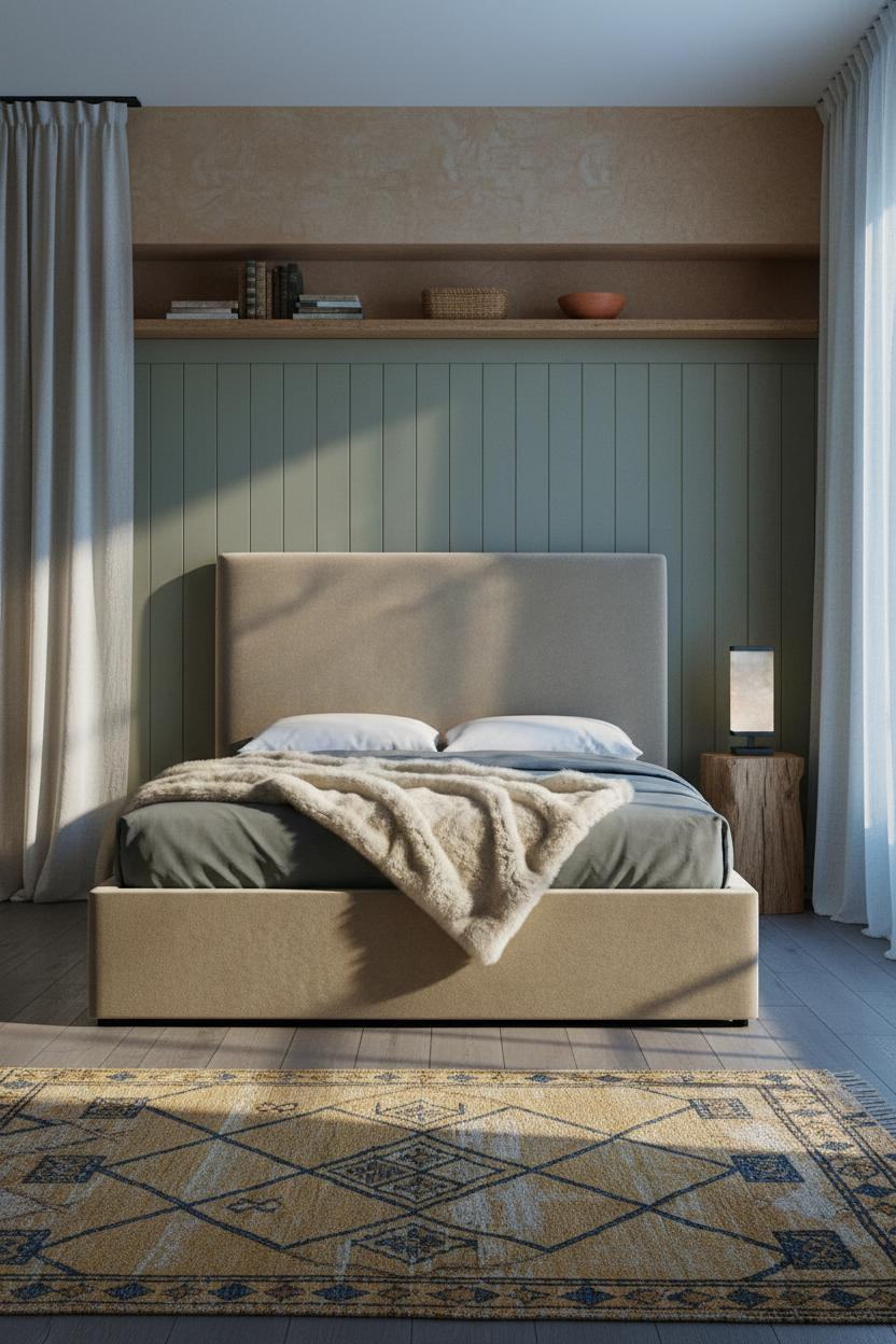 Cozy Boho Bedroom Sage Accent Wall