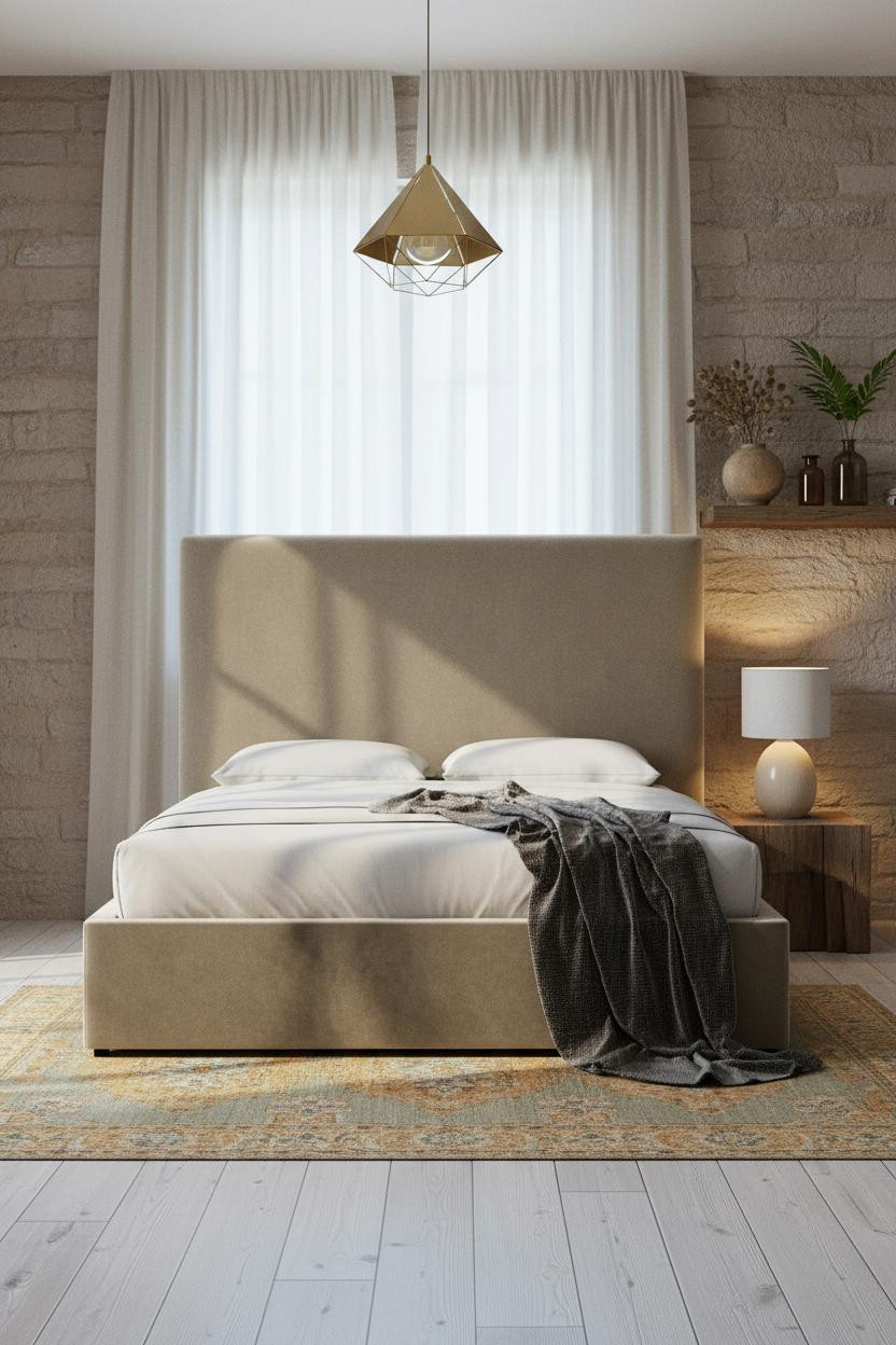 Cozy Boho Bedroom Earthy Plaster Wall