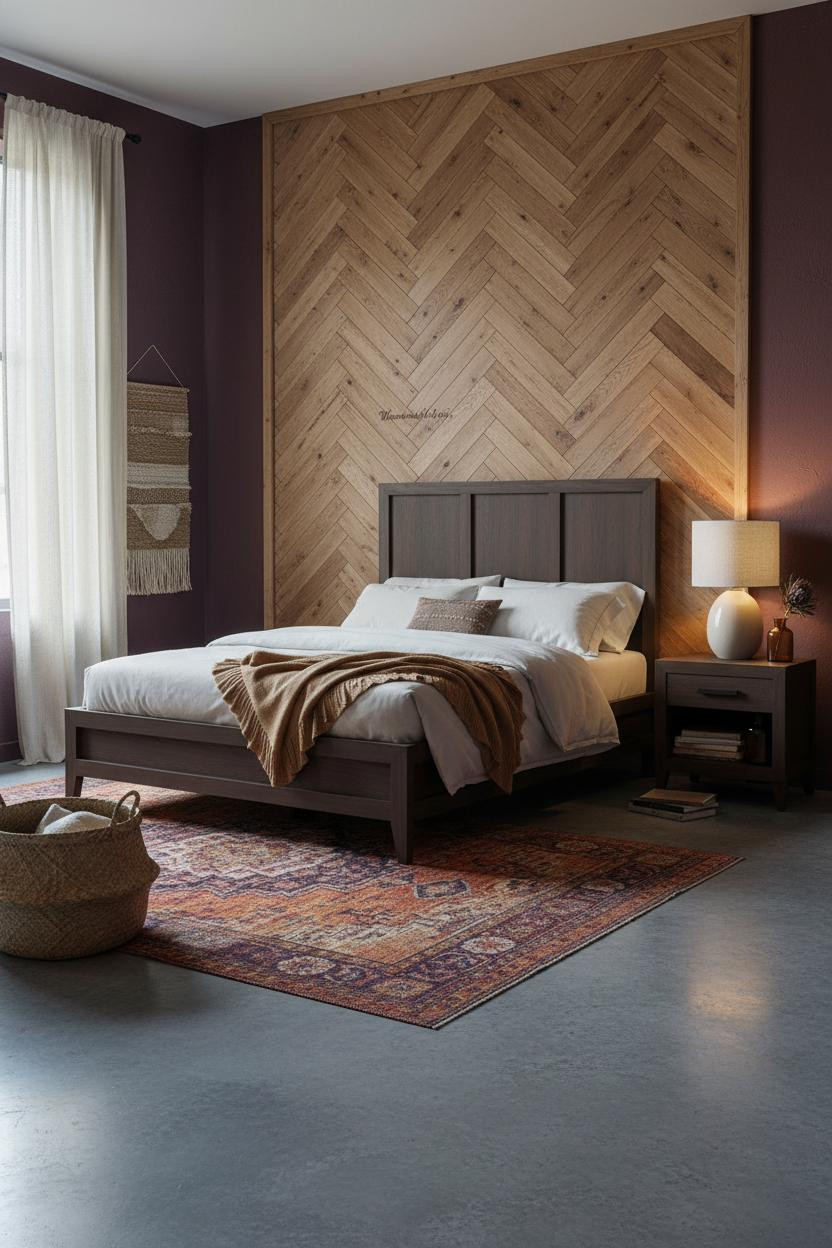 Eclectic Bedroom 70s Earthy Design With Walnut Paneling