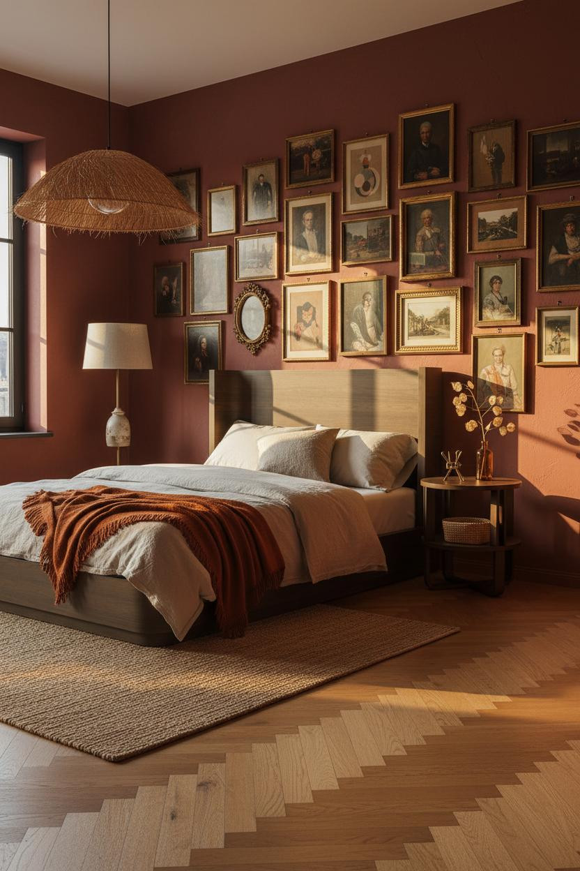 Eclectic 70s Bedroom Gallery Wall Vintage