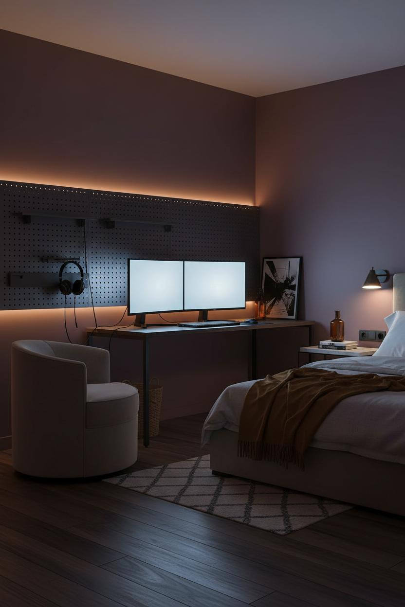 Gaming Bedroom Small Spaces Moody Setup