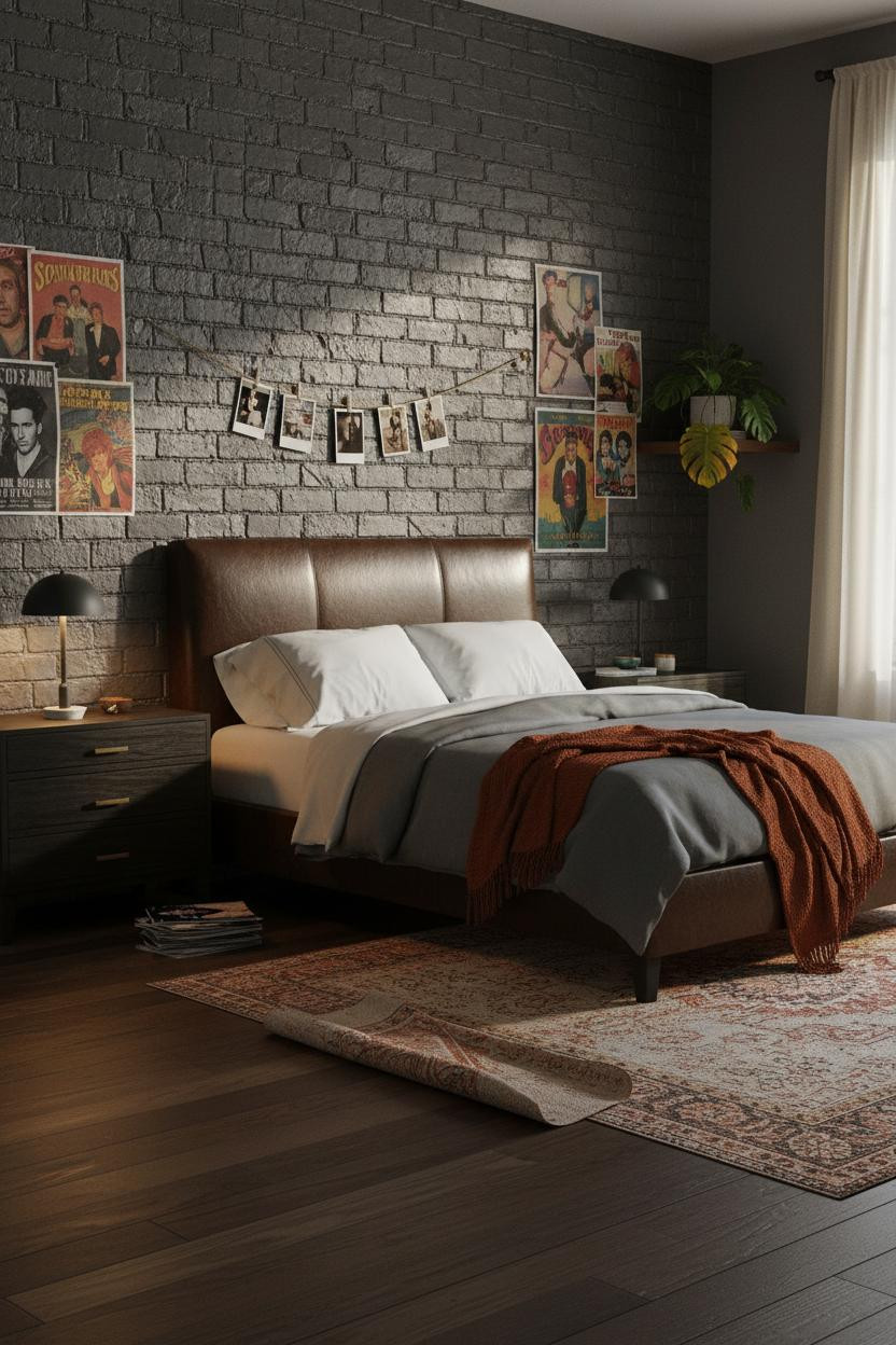 Grunge Bedroom Exposed Brick Indie