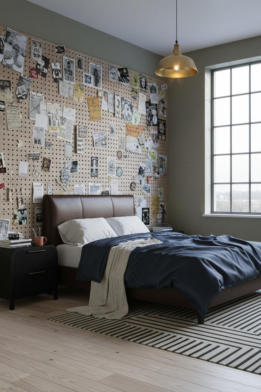 Grunge Bedroom Pegboard Wall Indie