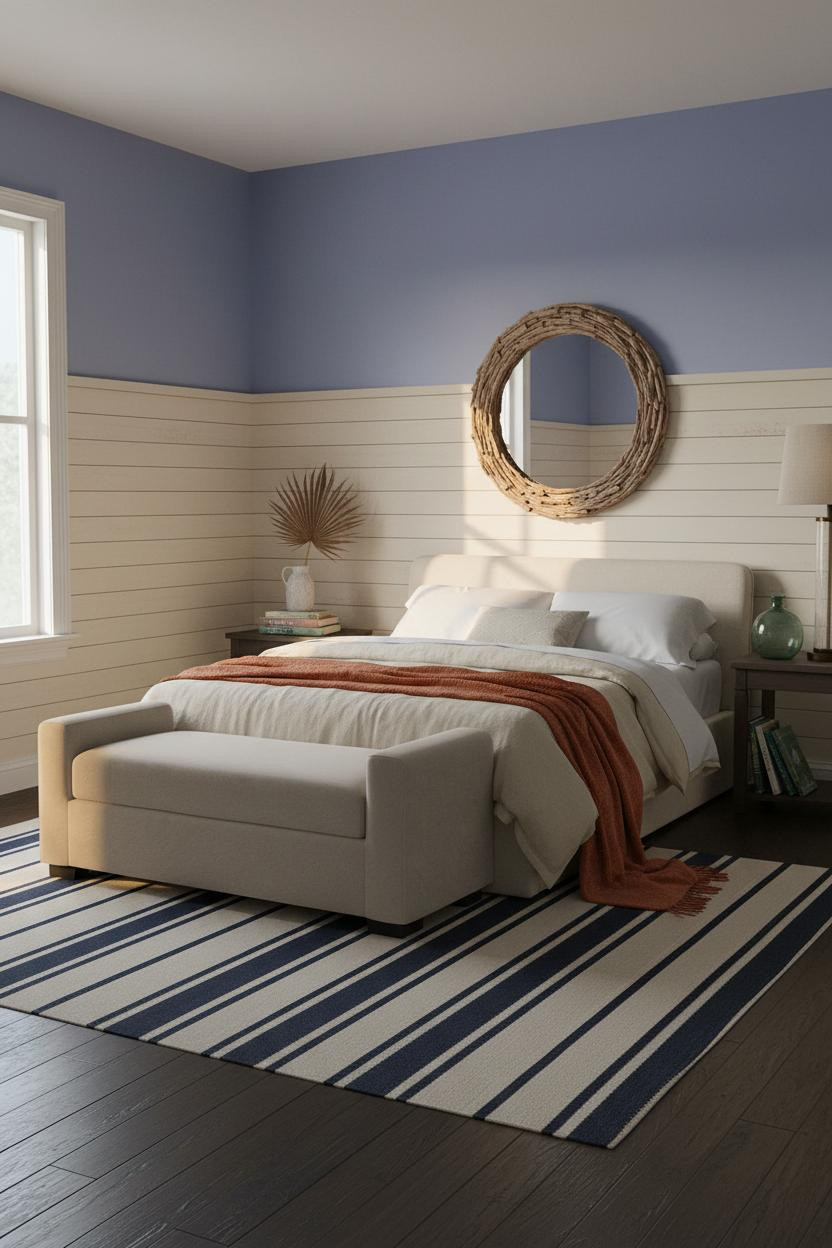 Coastal Cottage Bedroom Periwinkle Beadboard