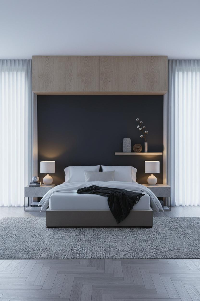 Earthy Luxury Bedroom Nordic Charcoal Accent