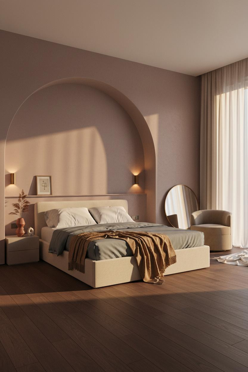 Pink Luxury Bedroom Mauve Plaster Modern
