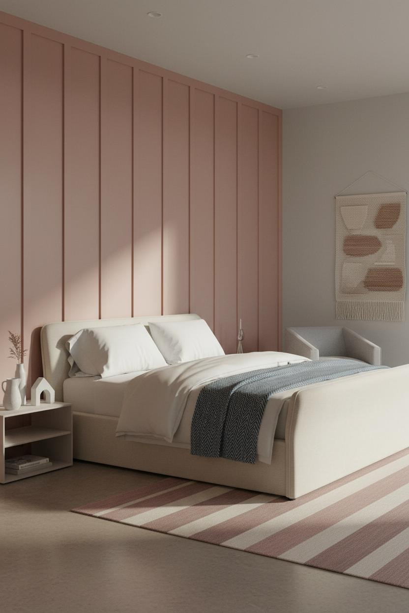 Pink Luxury Bedroom Board Batten Modern
