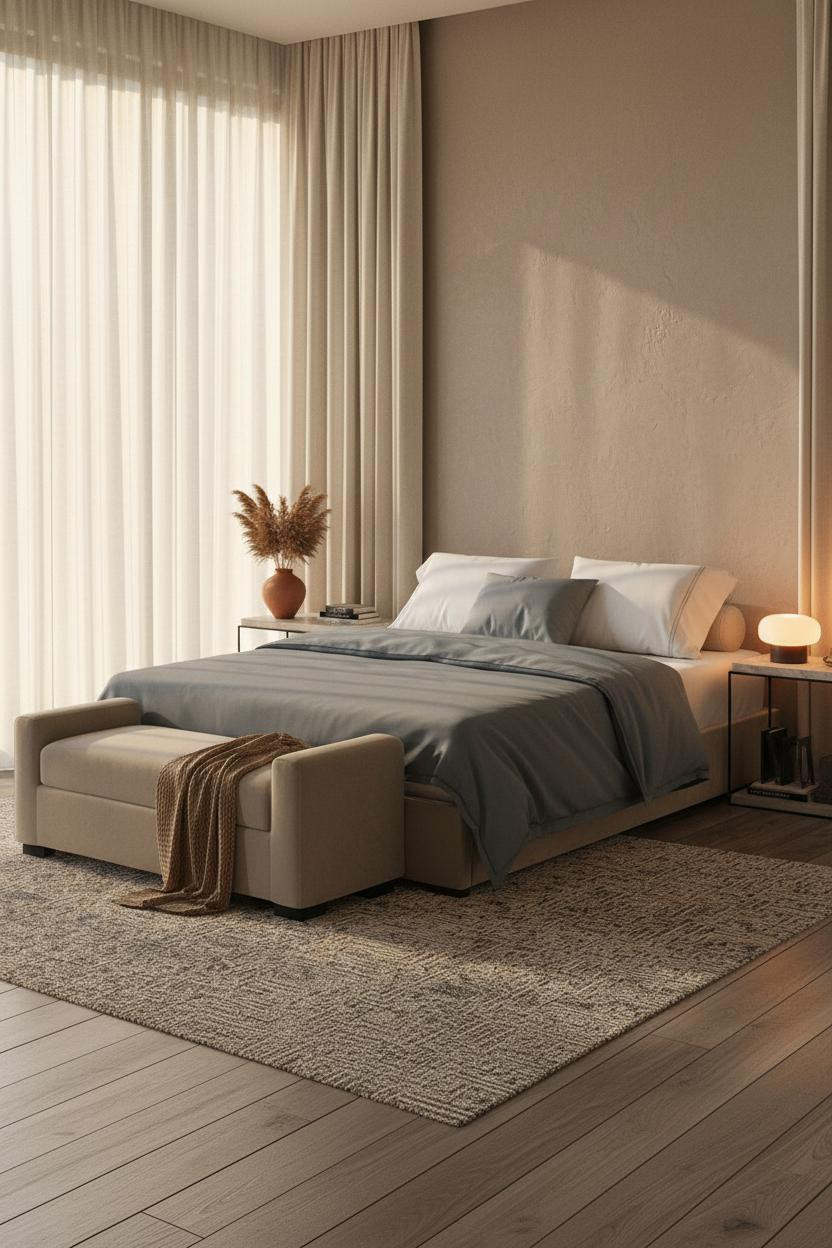 Couples Bedroom Japandi Golden Light