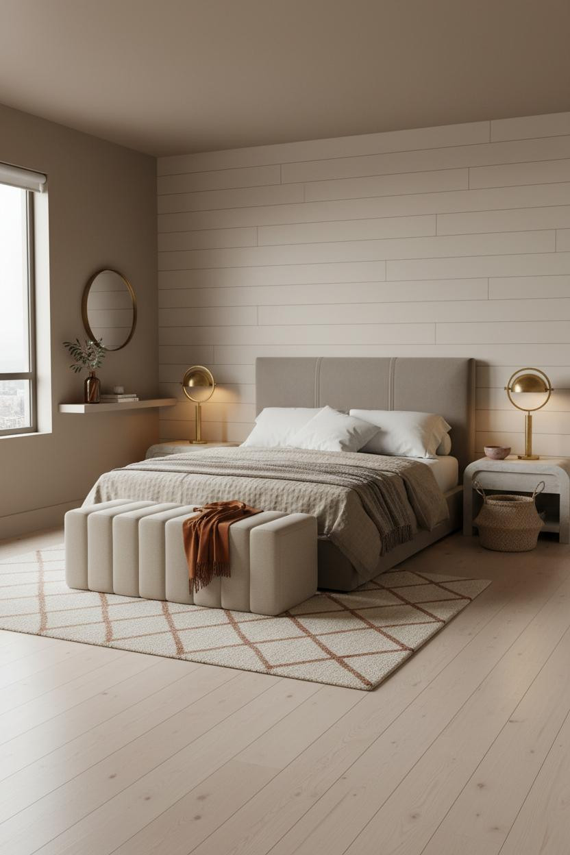 Couples Bedroom Shiplap Warm Taupe