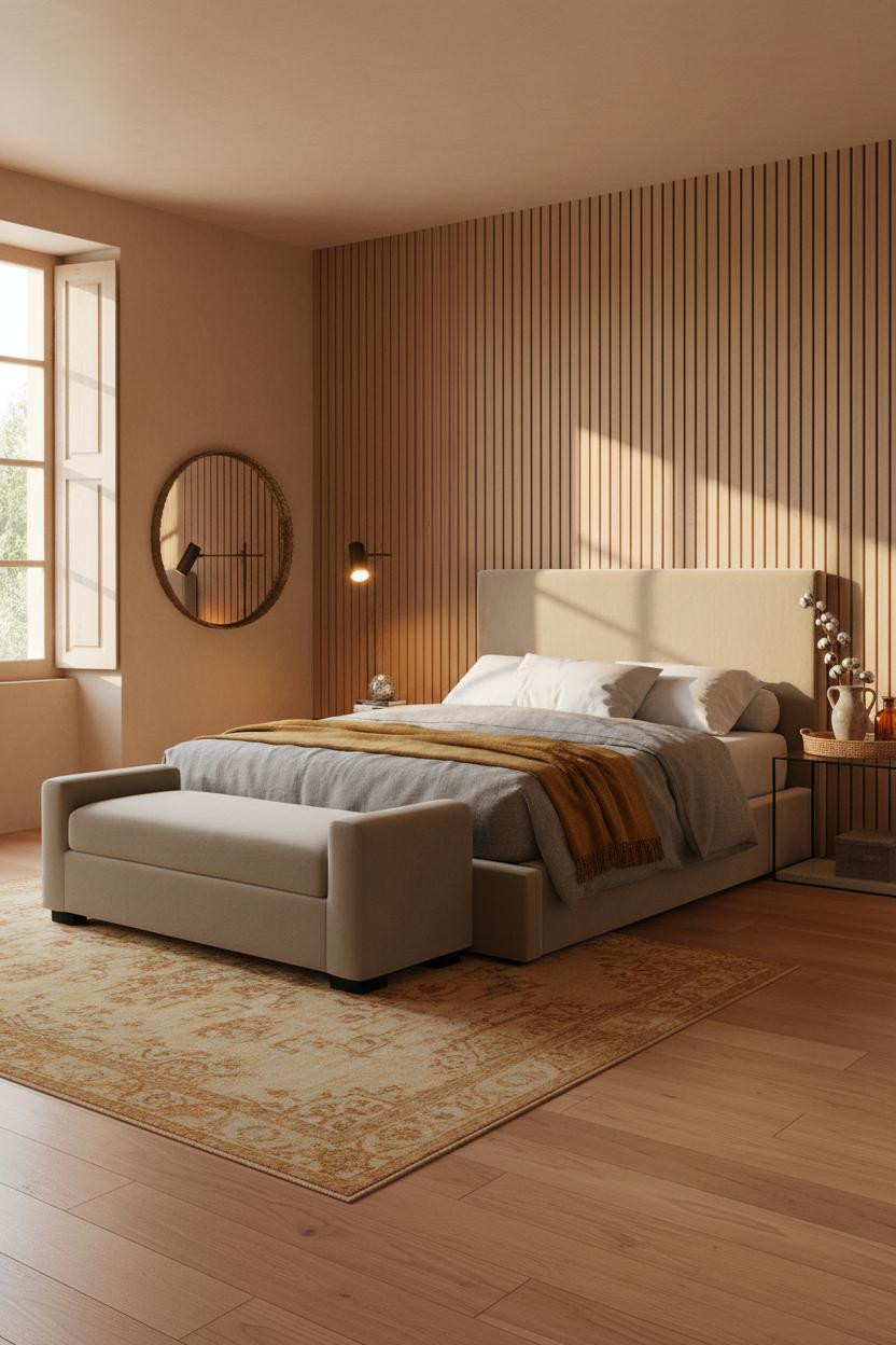 Couples Bedroom Warm Mediterranean Oak Paneling