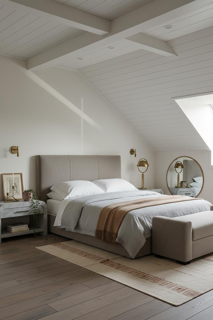 Cozy Neutral Attic Bedroom Warm Wood