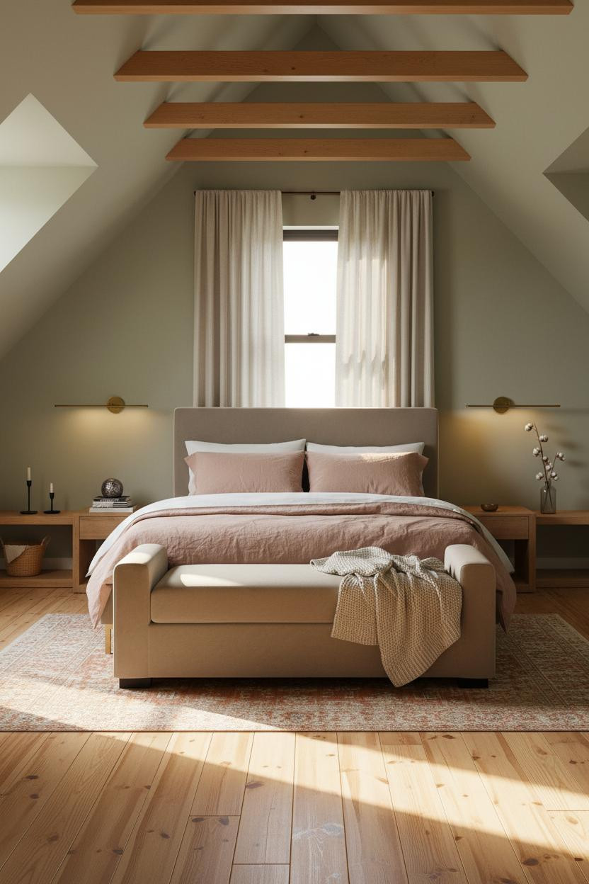 Cozy Neutral Attic Bedroom Warm Linen