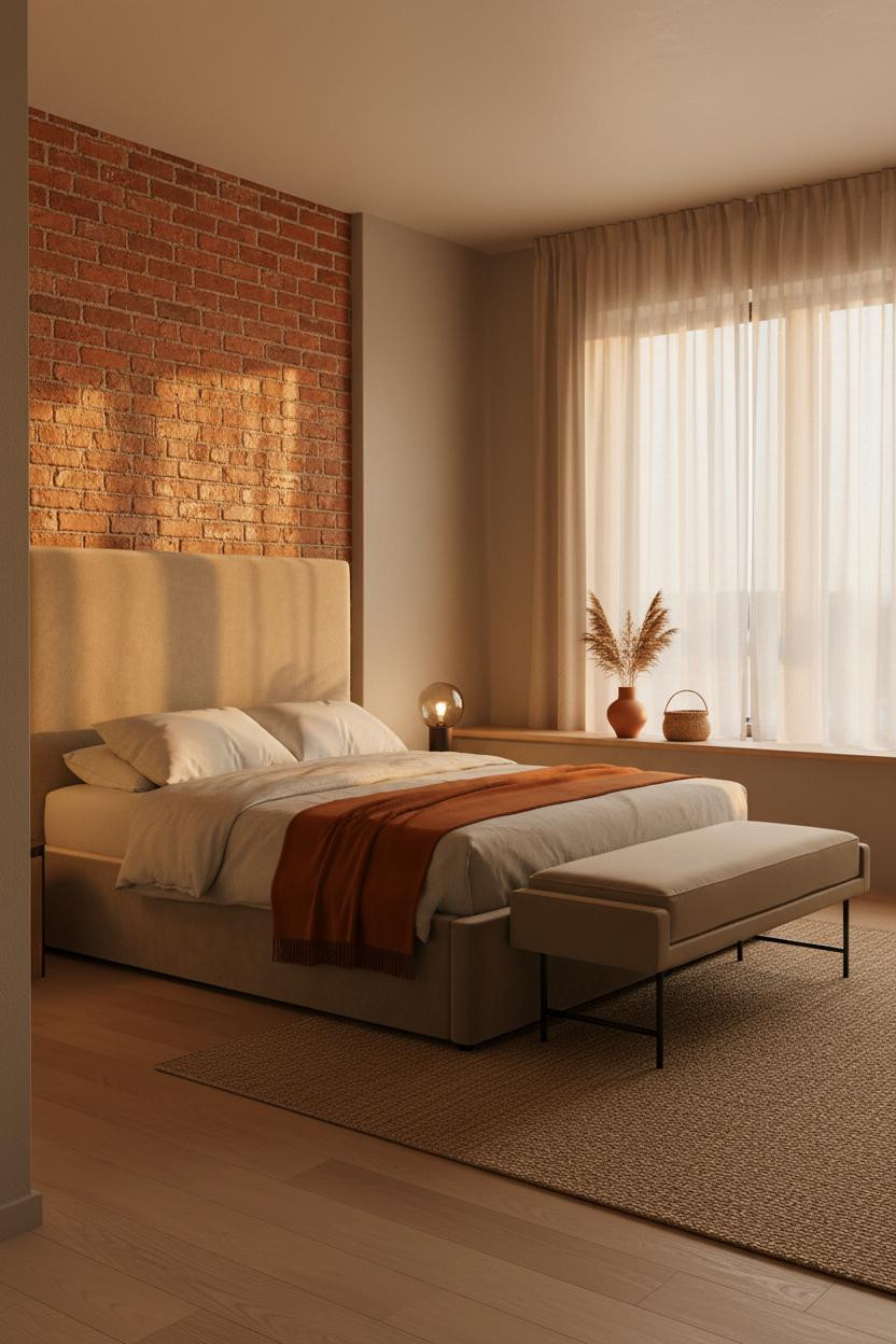 Cozy Studio Apartment Japandi Exposed Brick