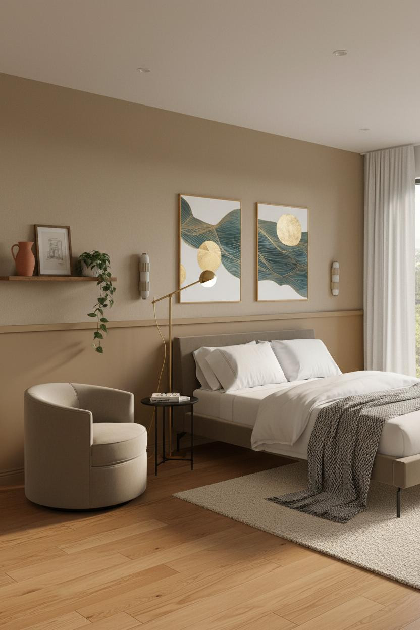 Cozy Studio Apartment Warm Wainscoting
