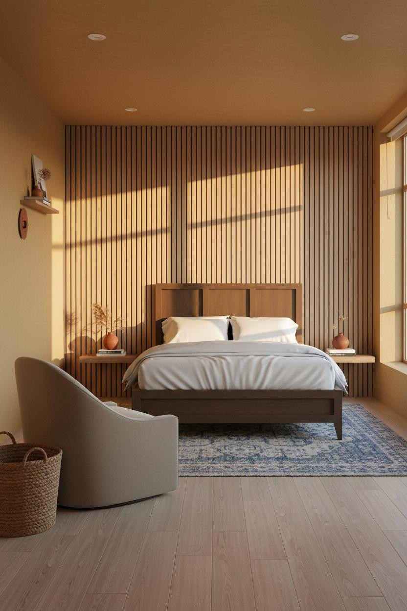 Cozy Studio Apartment Japandi Wood Accent