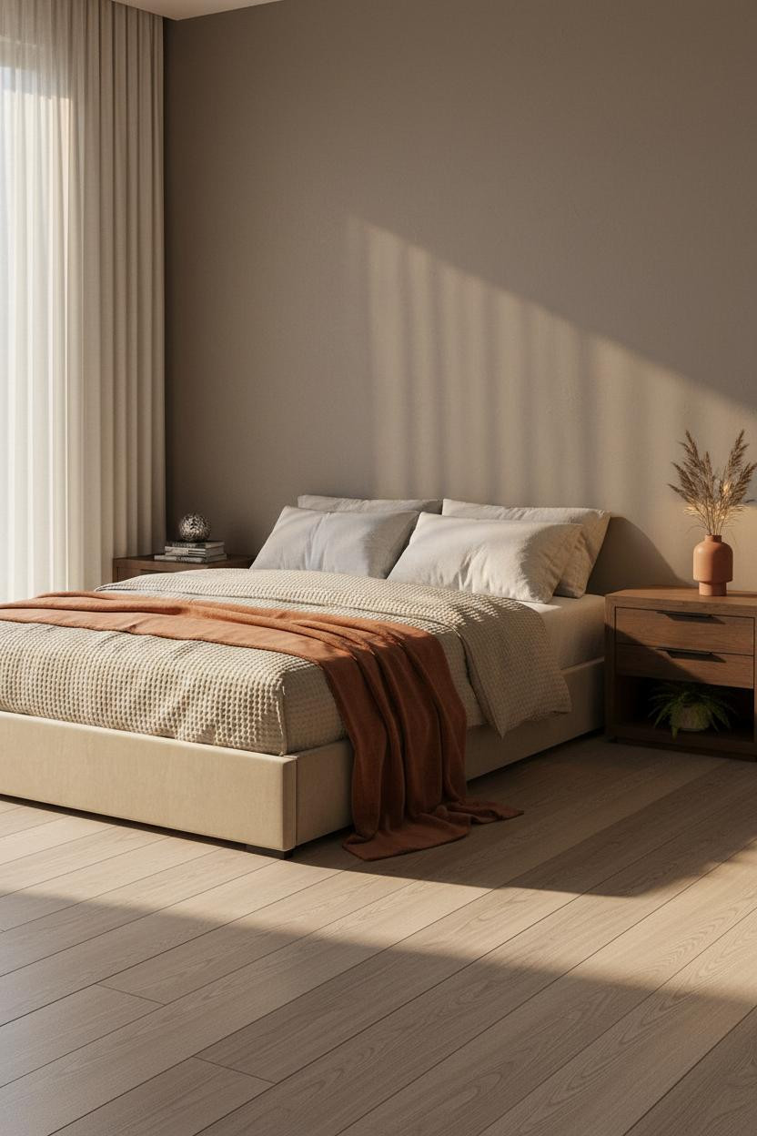 Simple Bedroom Couples Japandi Greige