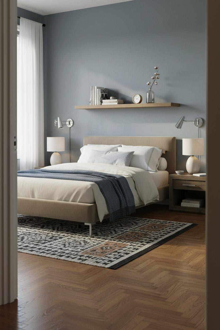 Simple Bedroom Couples Floating Shelf Small