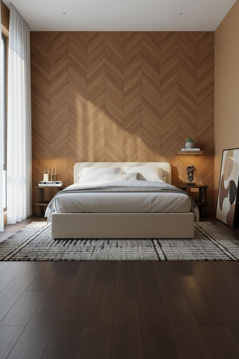 Simple Bedroom Couples MCM Herringbone