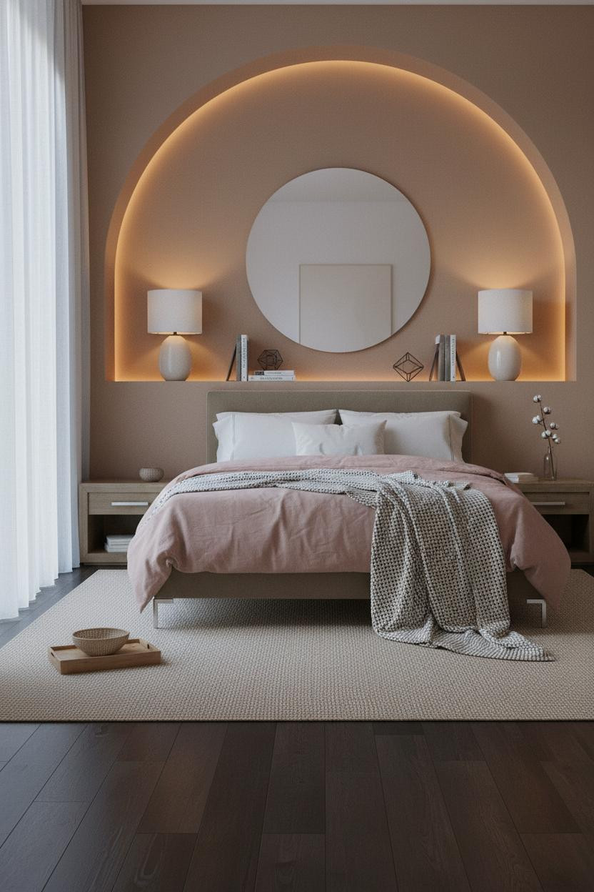 Simple Bedroom Couples Arched Niche
