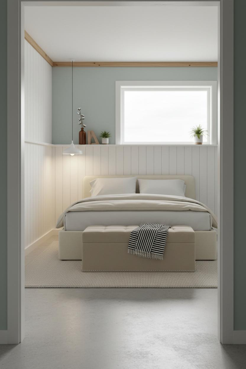 Green Coastal Bedroom Sage Blue Beadboard