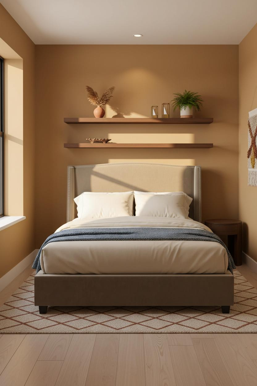 Studio Apartment Warm Shelving Layout