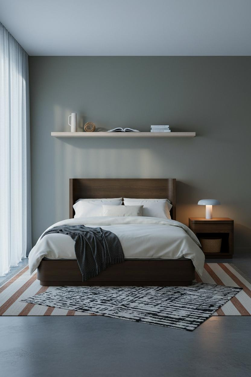 Studio Apartment Minimalist Bedroom Shelf