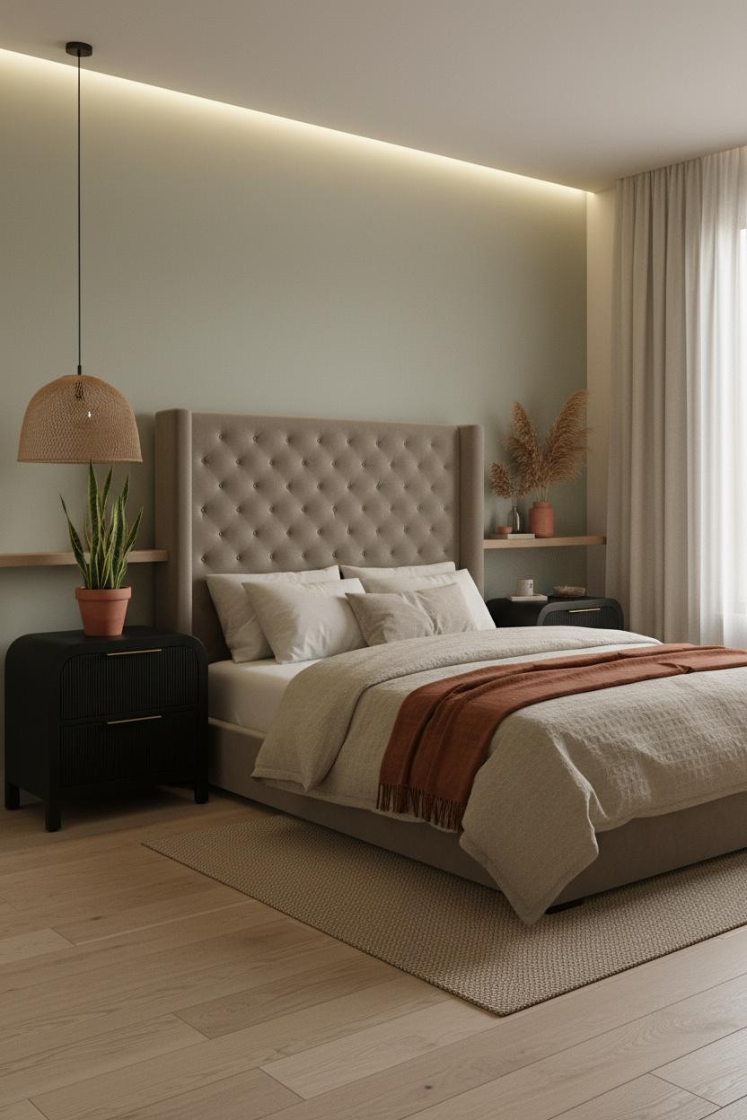Cozy Small Bedroom Japandi Sage Green