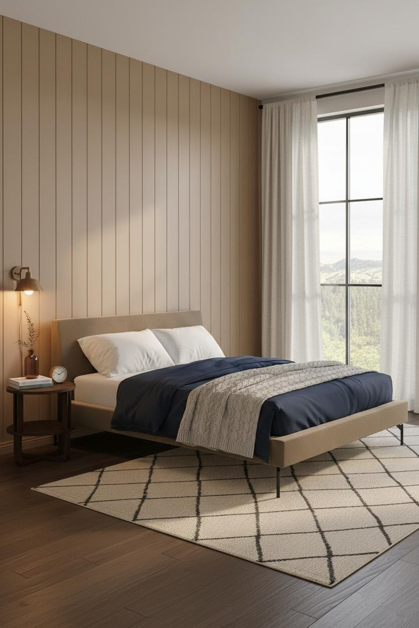 Cozy Small Bedroom Board and Batten Accent Wall
