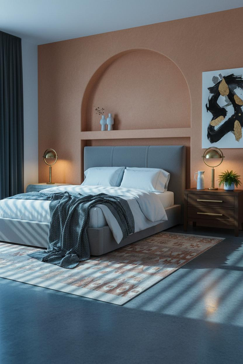 Cozy Bedroom Small Rooms Arched Niche Design