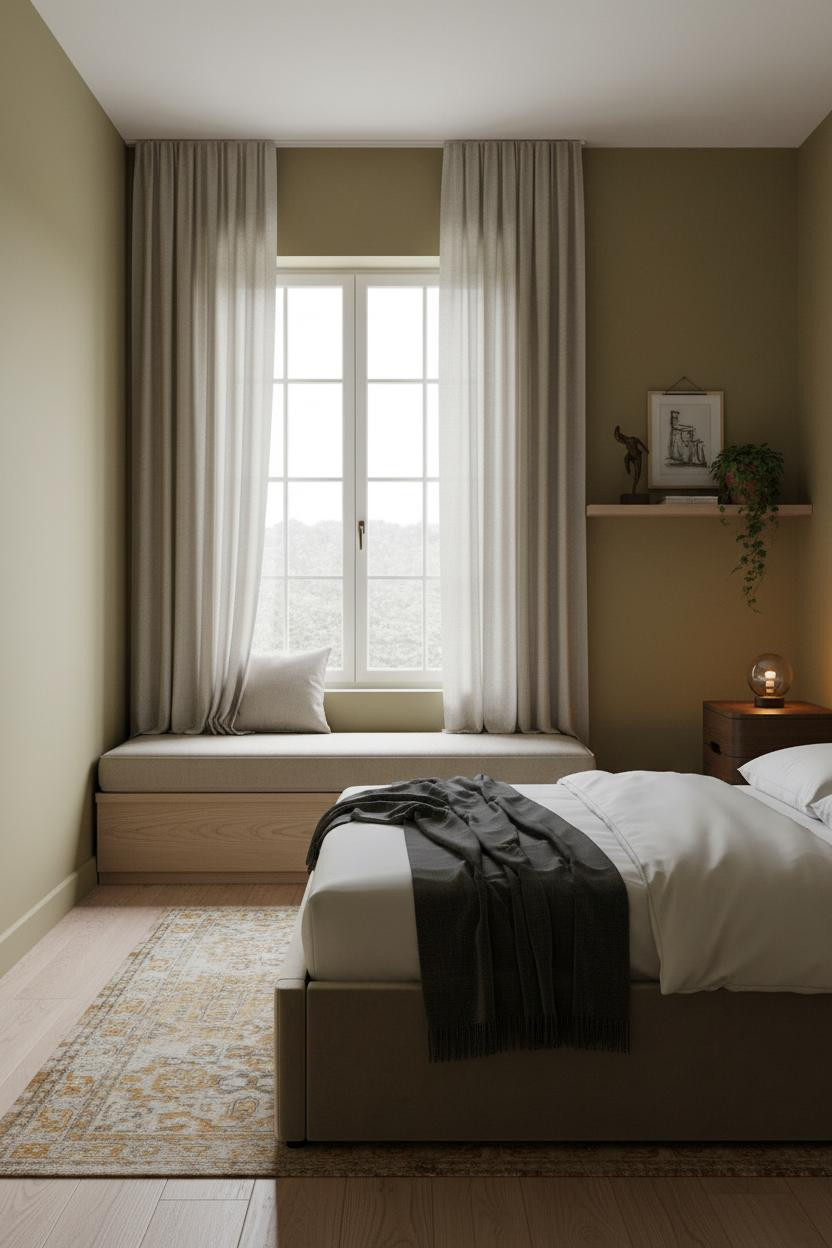 Cozy Small Bedroom Window Seat Design