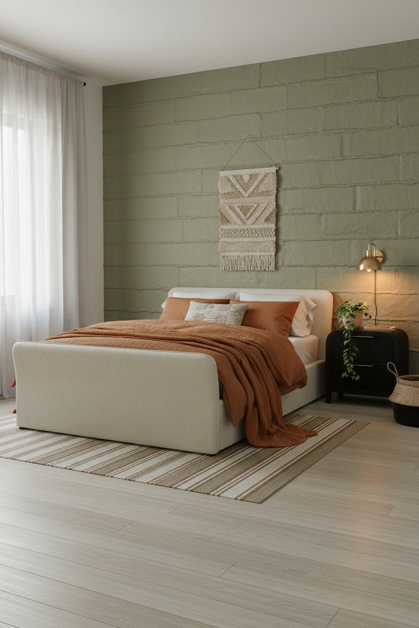 Cozy Small Bedroom Japandi Sage Green
