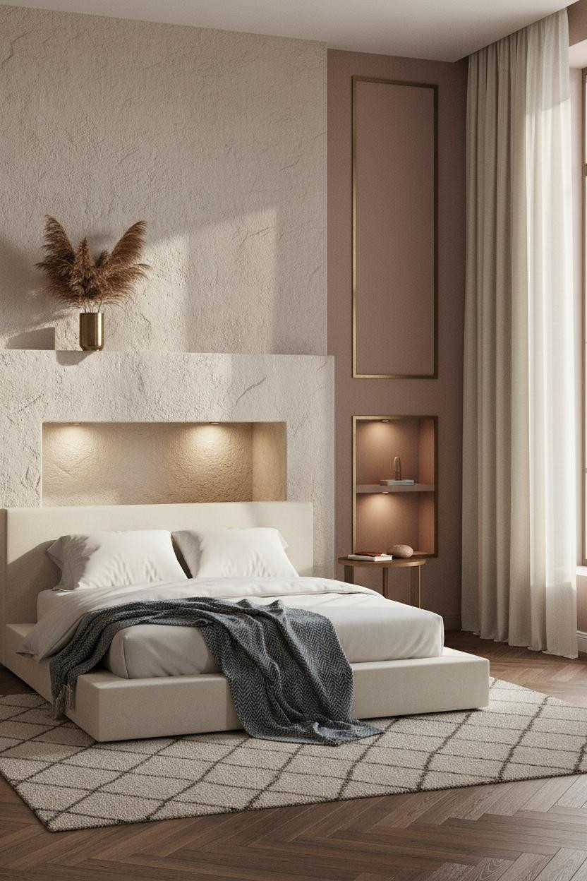 Quiet Luxury Bedroom Fireplace Design