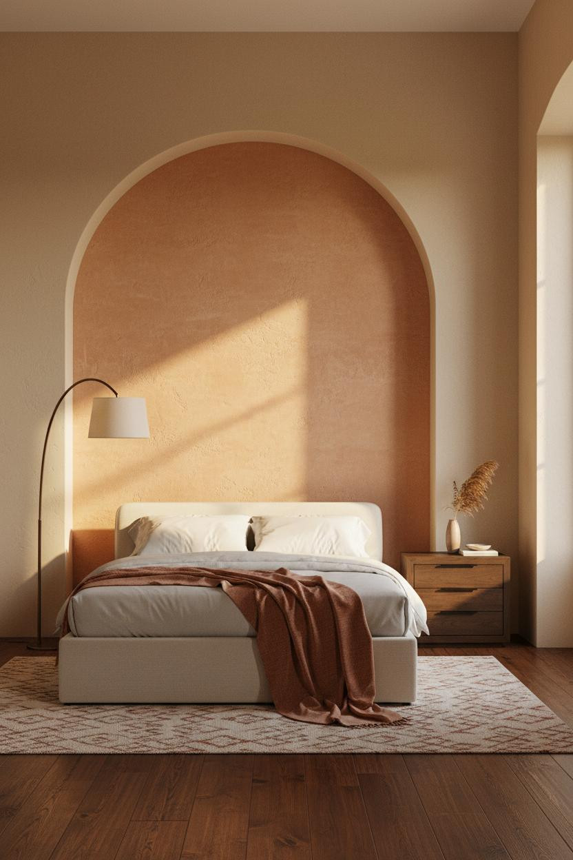 Quiet Luxury Bedroom Tuscan Arch Morning Light