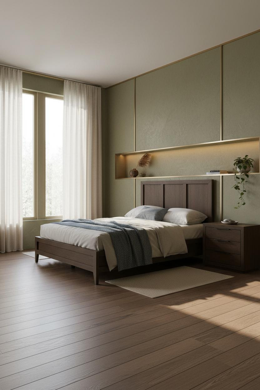 Quiet Luxury Bedroom Sage Green Walnut
