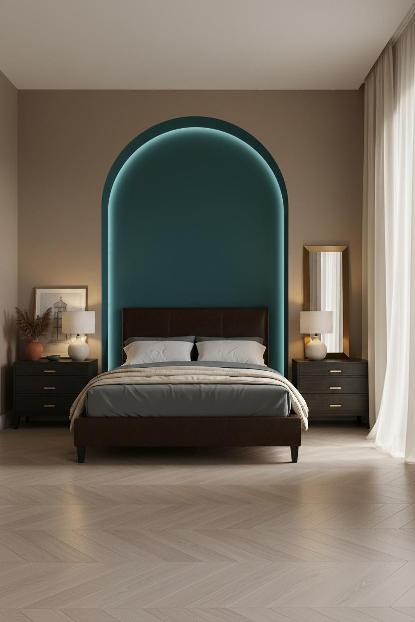 Modern Luxury Bed Design Teal Accent Wall