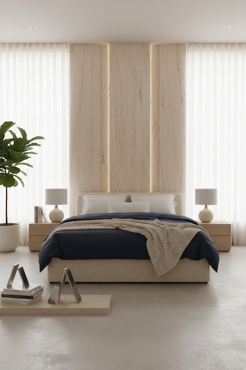 Modern Luxury Bed Design Travertine Coastal