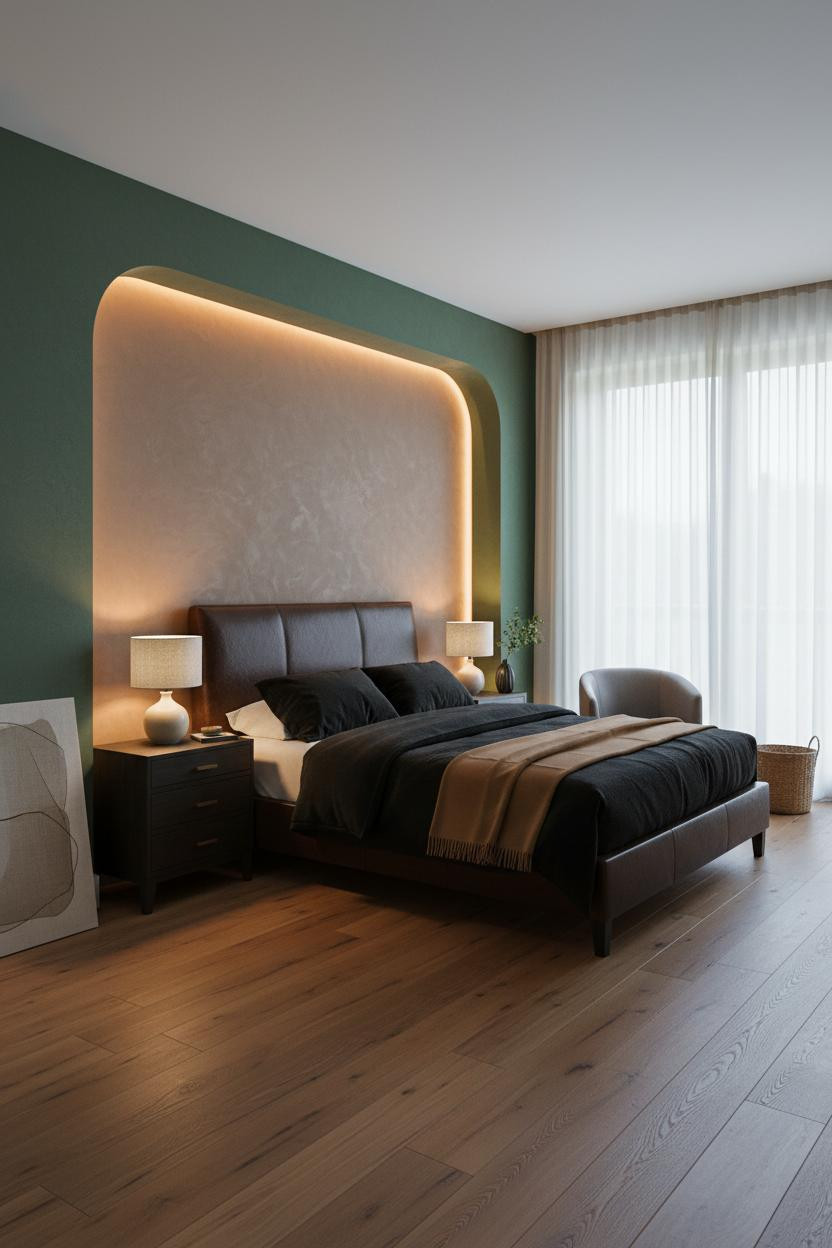 Modern Luxury Bed Curved Alcove Master