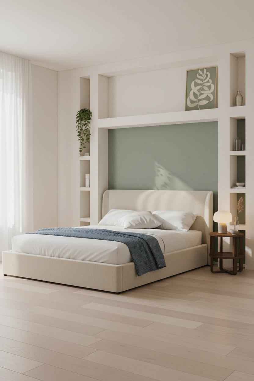 Small Double Bedroom Scandi Floating Shelves